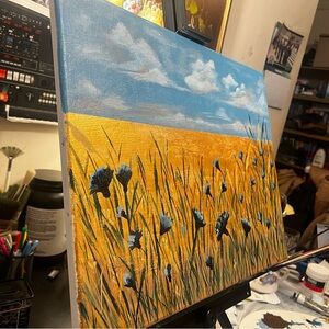Blue and Yellow Field Canvas Art
